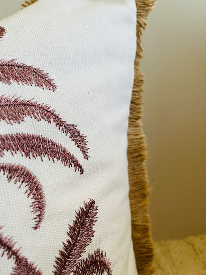 Palm Breeze Embroidered Cushion Cover – Limited Edition - Brown
