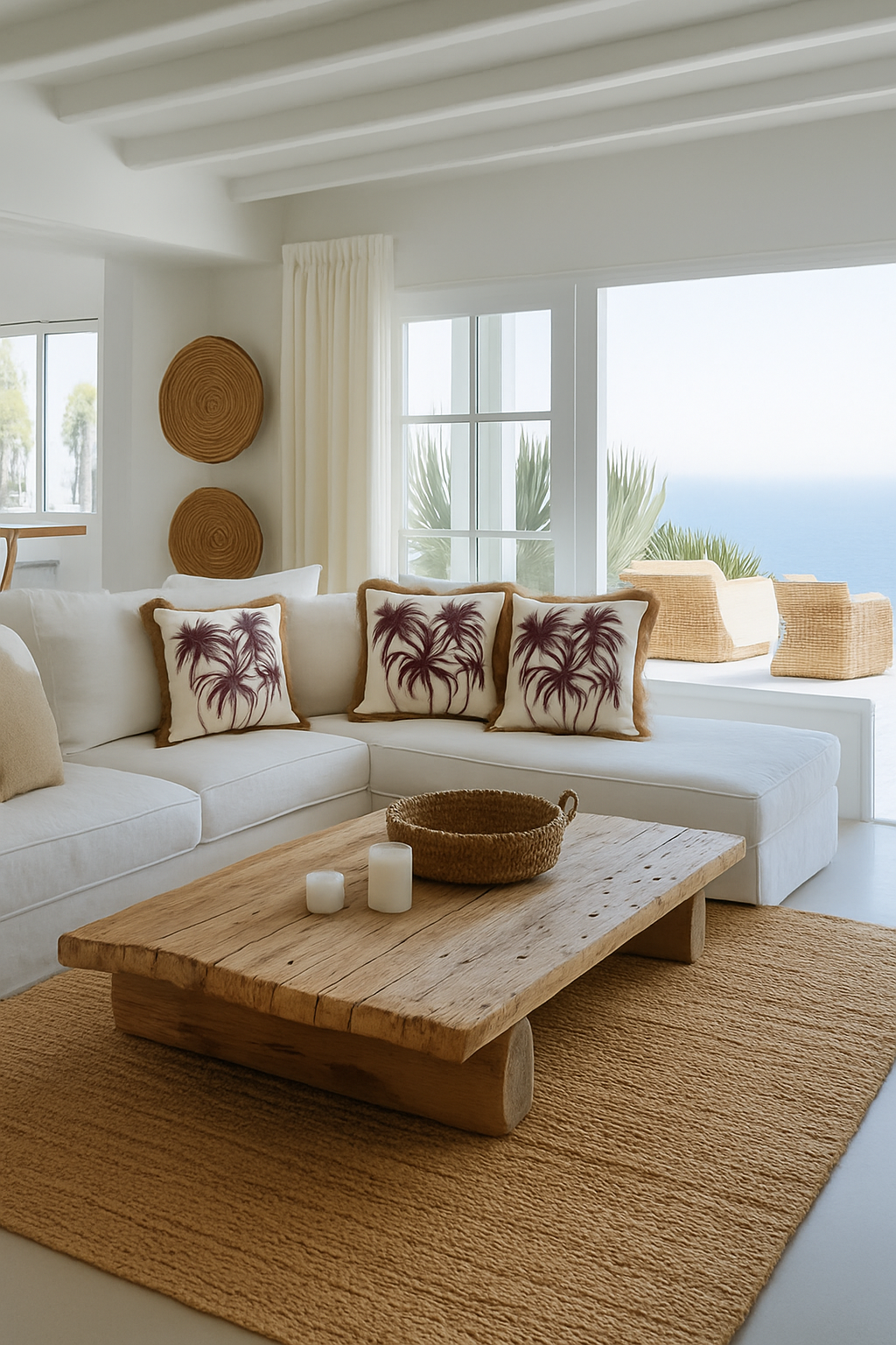 Palm Breeze Embroidered Cushion Cover – Limited Edition - Brown