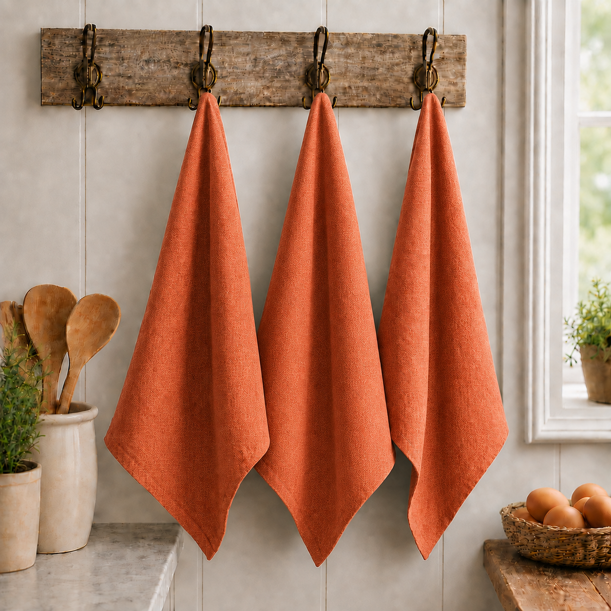 Pure French Linen Tea Towel - Burnt Ochre