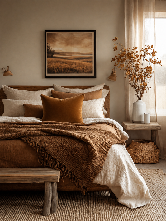 Luxurious Organic Cotton Velvet Cushion Cover - Caramel