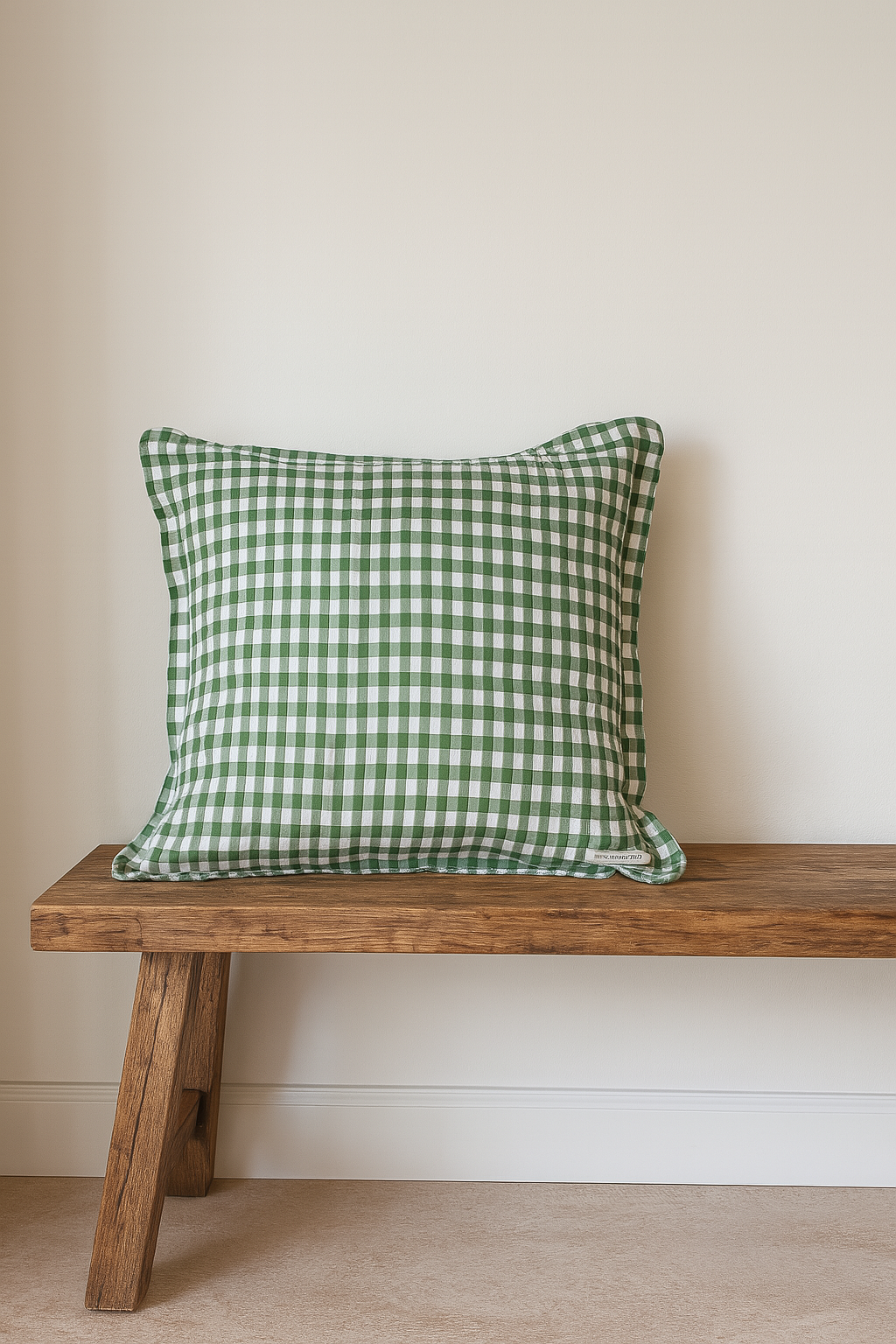 Pure French Linen Cushion Cover with Flange Detail - Celtic Gingham