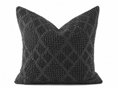Organic Cotton Waffle Textured Cushion Cover - Charcoal - 45 x 45cm
