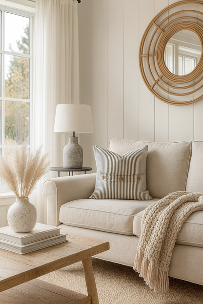 Pure French Linen Cushion Cover - Charcoal Pinstripes