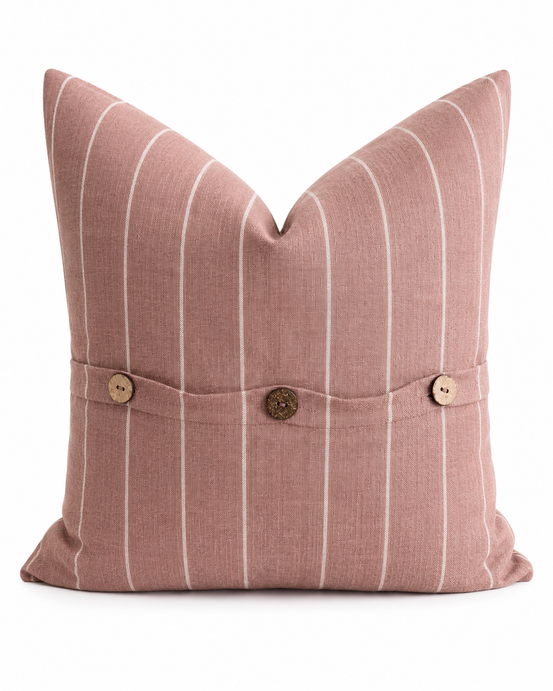 Pure French Linen Cushion Cover - Chestnut Rose Stripe