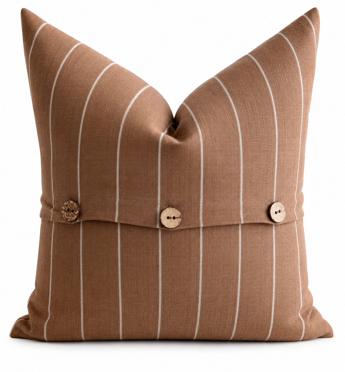 Pure French Linen Cushion Cover - Cocoa Stripe