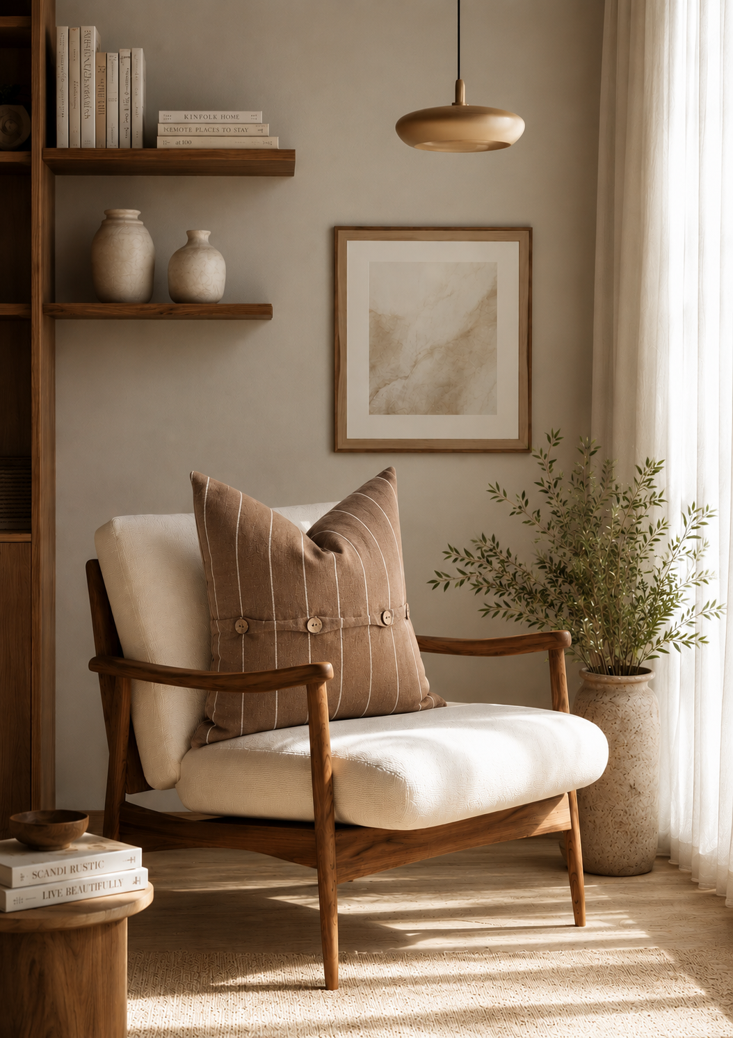 Pure French Linen Cushion Cover - Cocoa Stripe