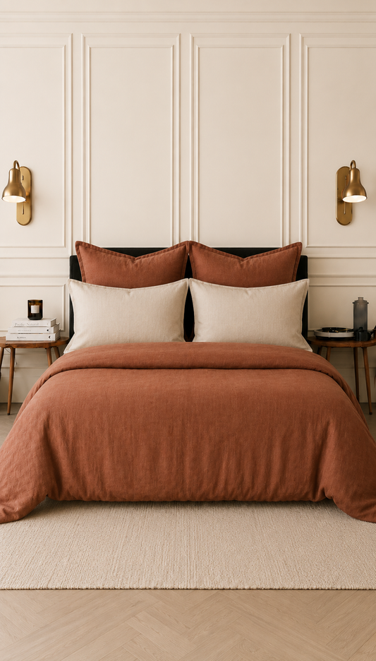 Pure French Linen Euro Cushion Cover -  Coffee