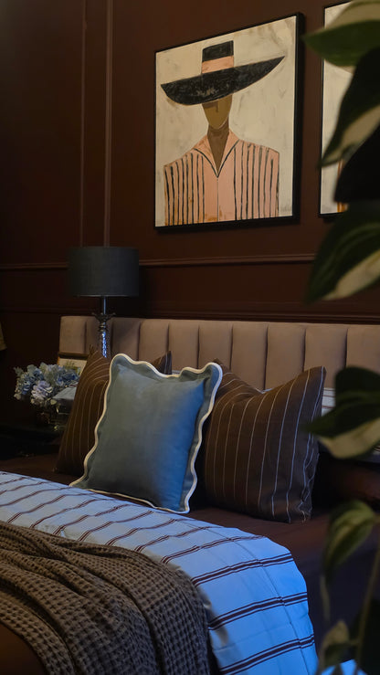 Pure French Linen Cushion Cover - Cocoa Stripe