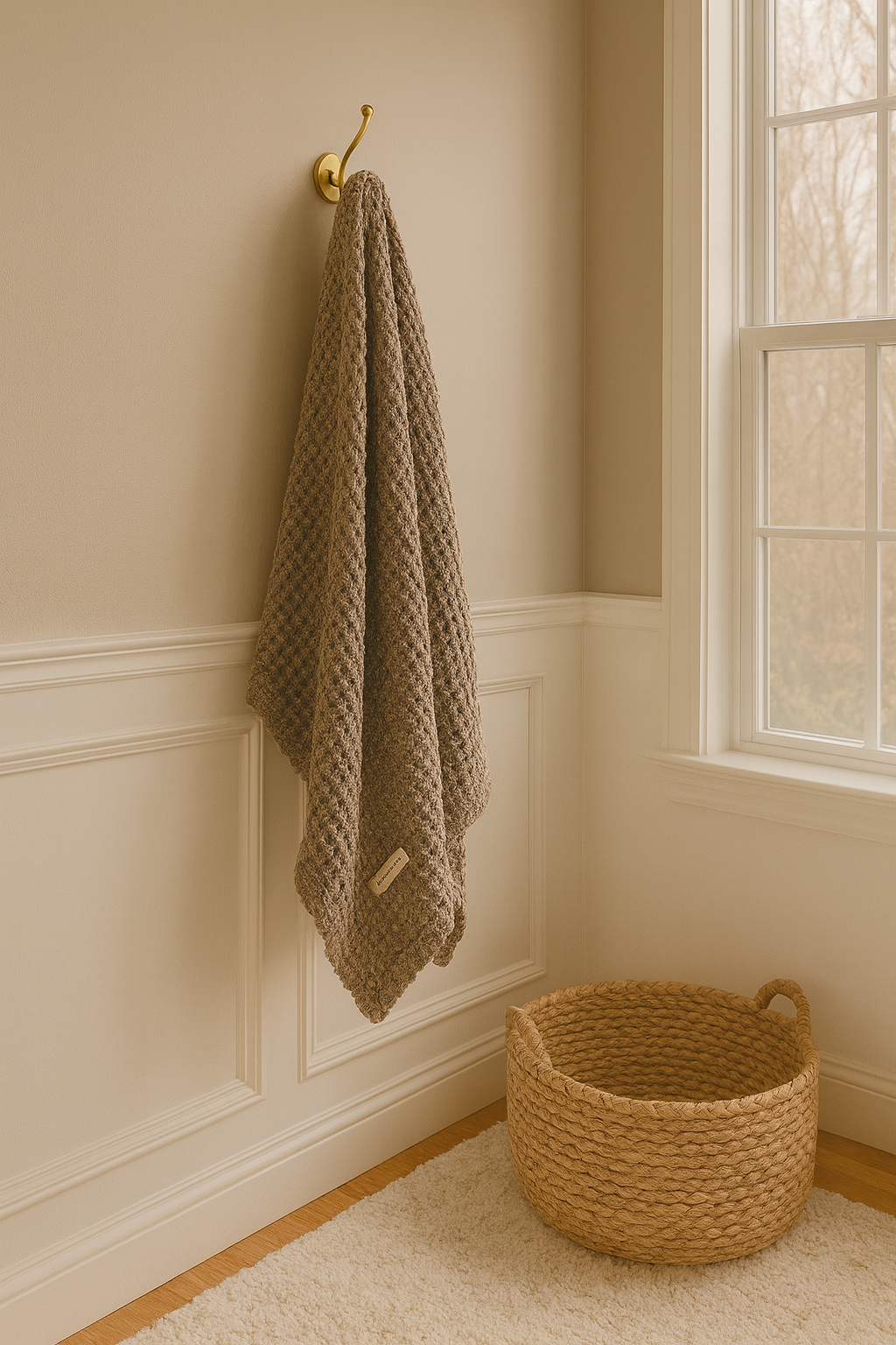 Organic Cotton Bamboo Waffle Throw Blanket - Milk Chocolate