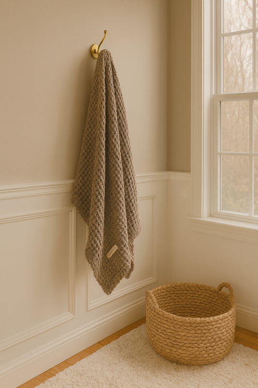 Organic Cotton Bamboo Waffle Throw Blanket - Milk Chocolate