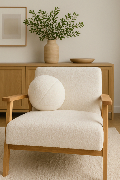 Plush Round Cushion- Cream