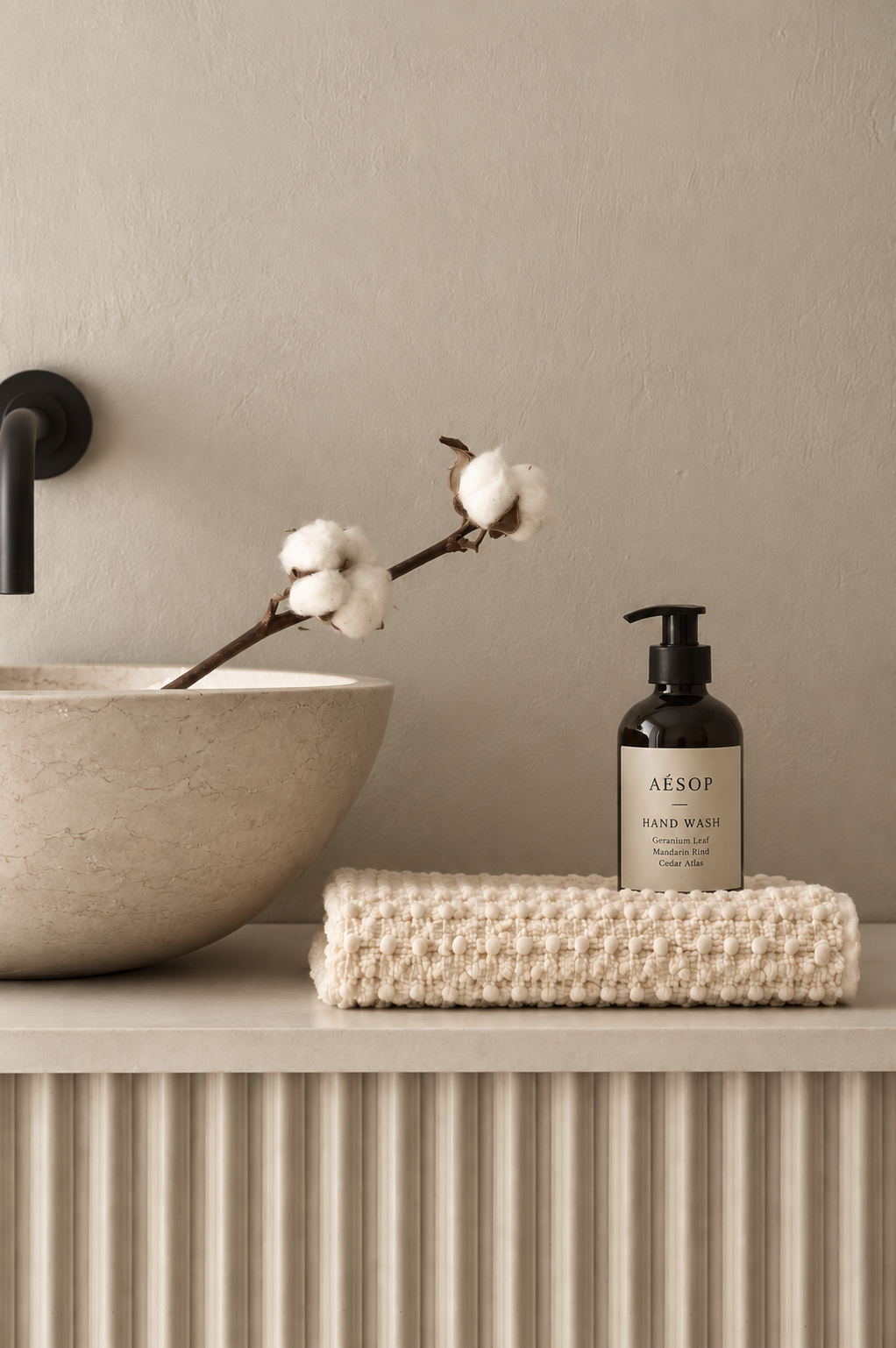 100% Organic Cotton Rustic Waffle Standard Tea Towel - Hand Towel - Cream