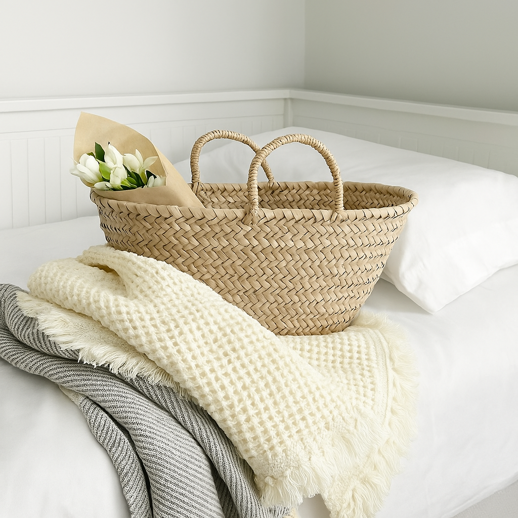 Organic Cotton Rustic Waffle Throw Blanket Cream 20%OFF – Mama