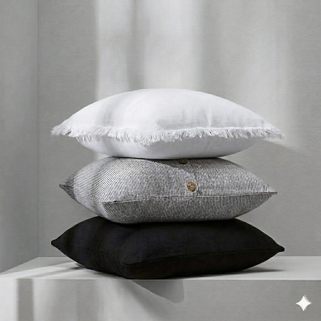 Pure Linen Cushion Cover - Black