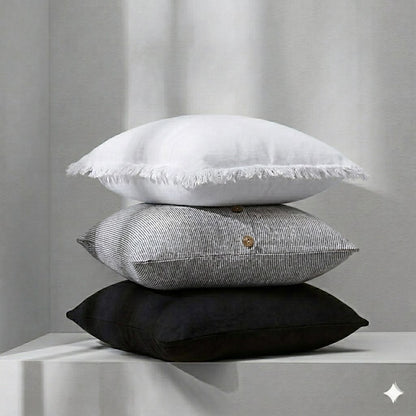 Pure Linen Cushion Cover - Black