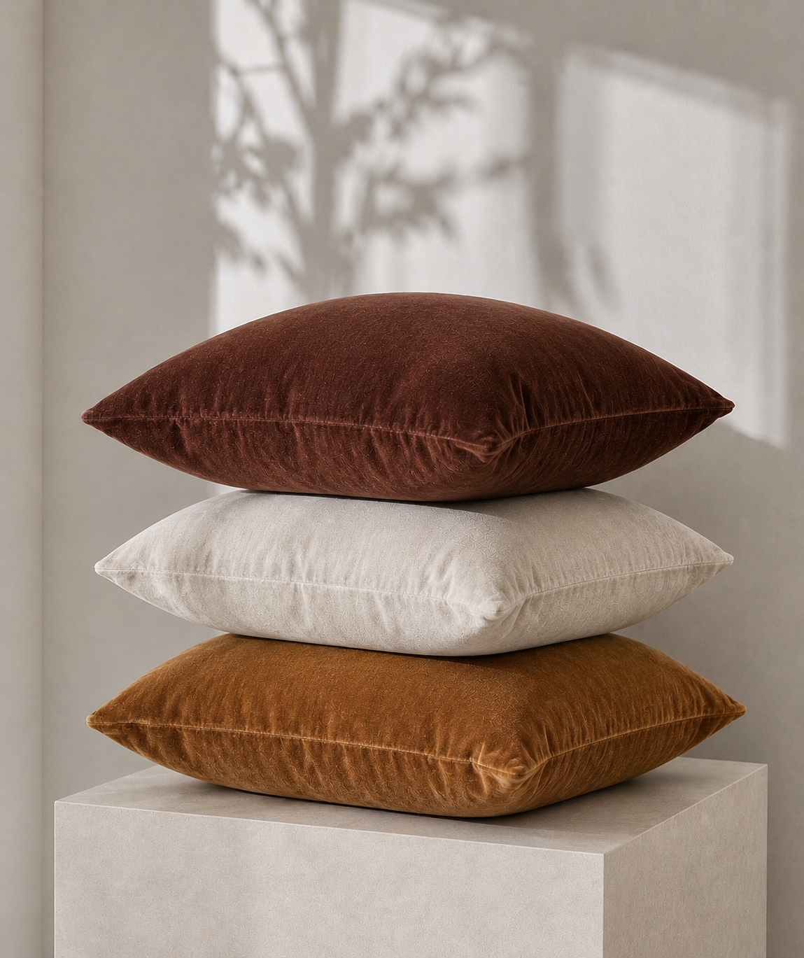 Luxurious Organic Cotton Velvet Cushion Cover - Caramel