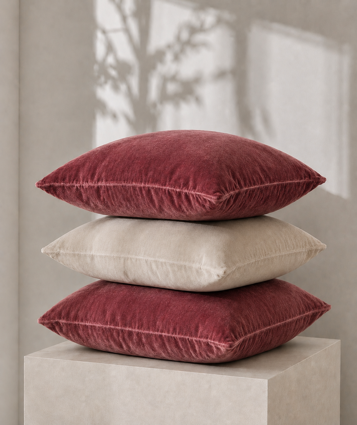 Luxurious Organic Cotton Velvet Cushion Cover - Vintage Rose