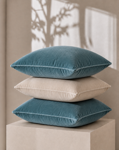 Luxurious Organic Cotton Velvet Cushion Cover - Petrol