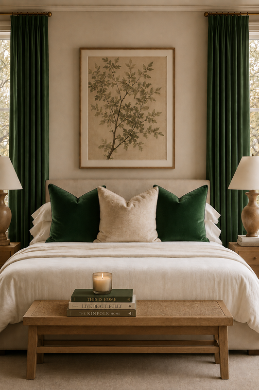 Luxurious Organic Cotton Velvet Cushion Cover - Forest
