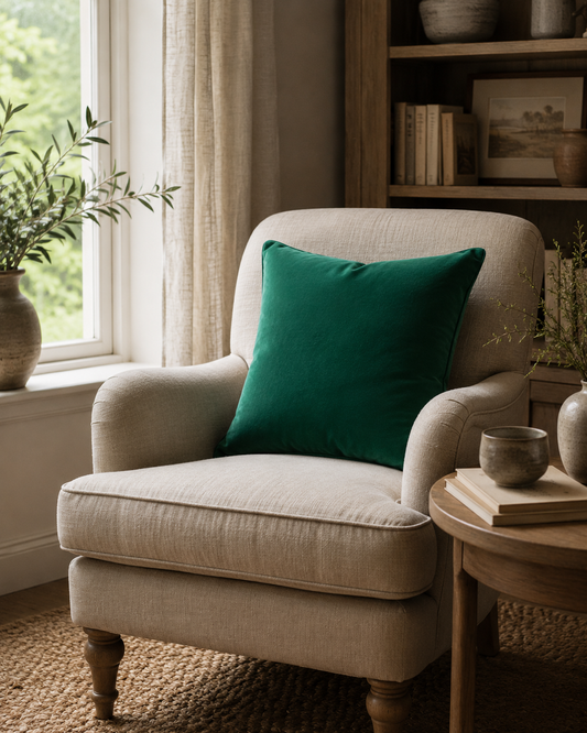 Luxurious Organic Cotton Velvet Cushion Cover - Forest