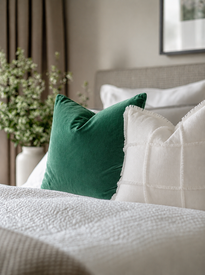 Luxurious Organic Cotton Velvet Cushion Cover - Forest
