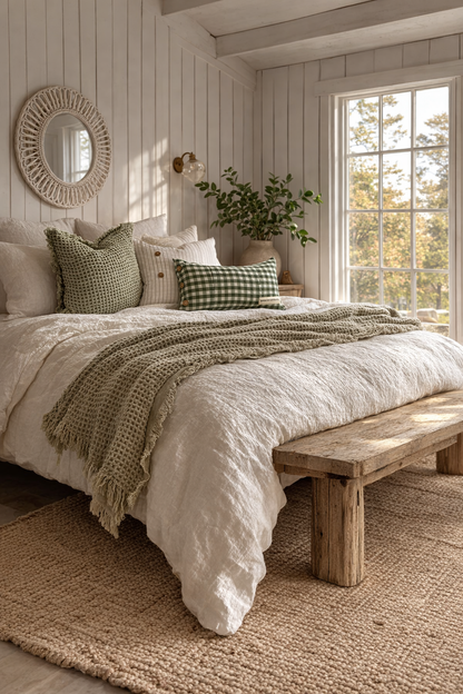Pure Linen Lumbar Cushion Cover – Side Button Feature (30 x 50cm) - Celtic Gingham