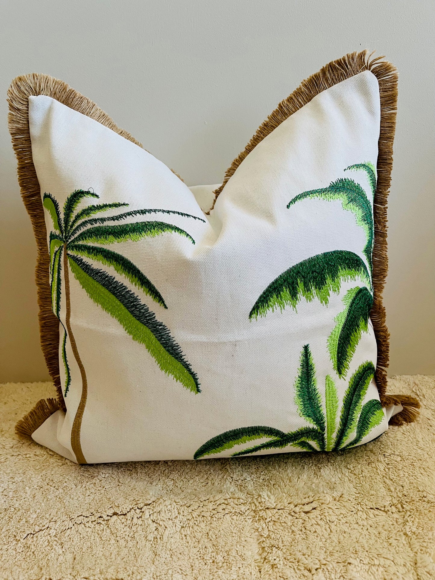 Palm Coast Embroidered Cushion Cover – Limited Edition - Green