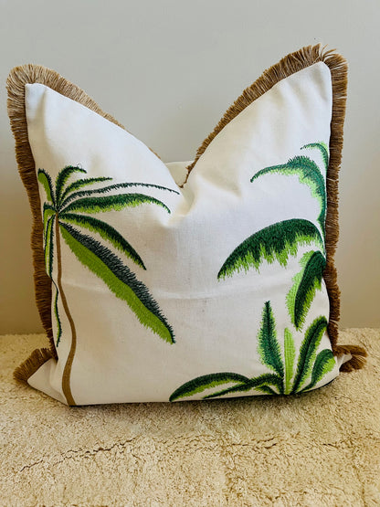 Palm Coast Embroidered Cushion Cover – Limited Edition - Green