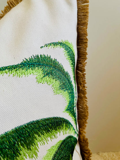 Palm Coast Embroidered Cushion Cover – Limited Edition - Green