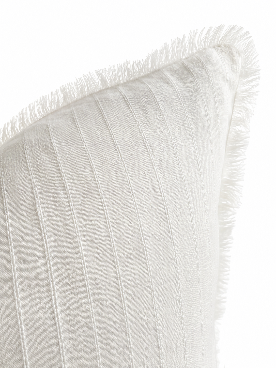 Hand Frayed Pure Linen Bleached Pintuck Cushion Cover