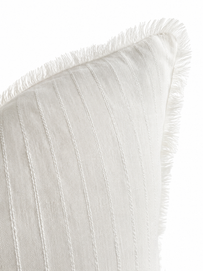 Hand Frayed Pure Linen Bleached Pintuck Cushion Cover