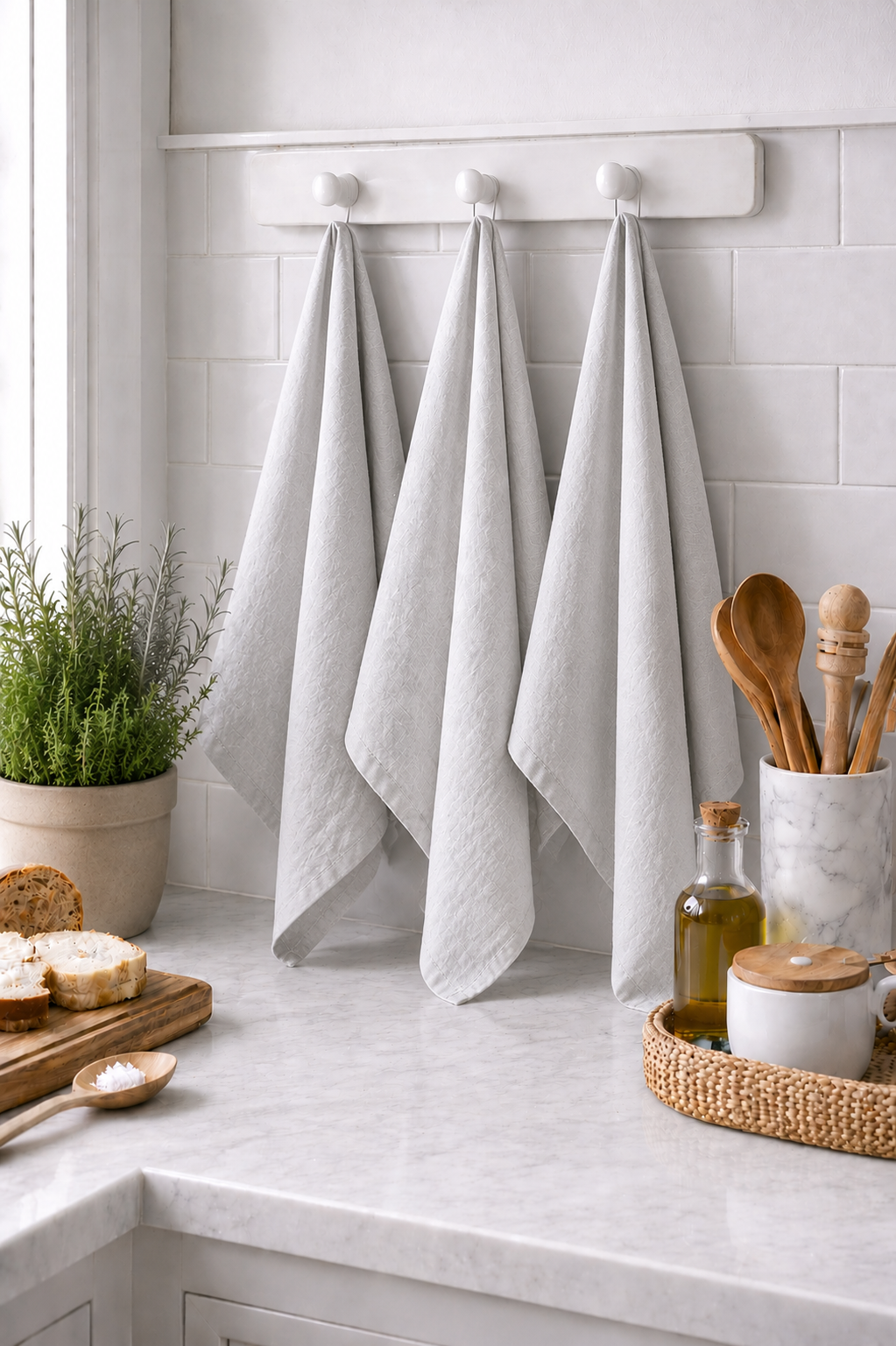 Pure French Linen Tea Towel - Ice Grey