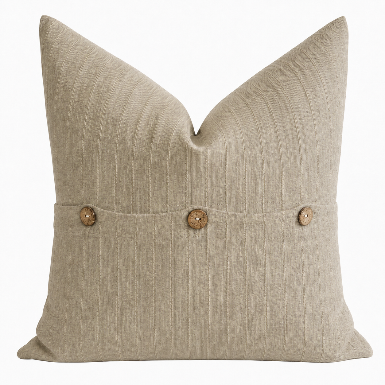 Cotton Linen Khaki Pintuck Cushion