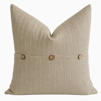 Cotton Linen Khaki Pintuck Cushion