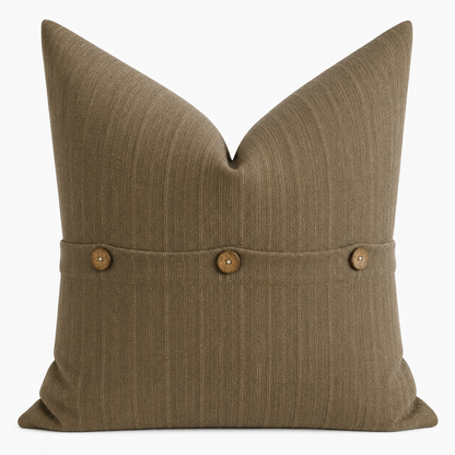 Cotton Linen Khaki Pintuck Cushion