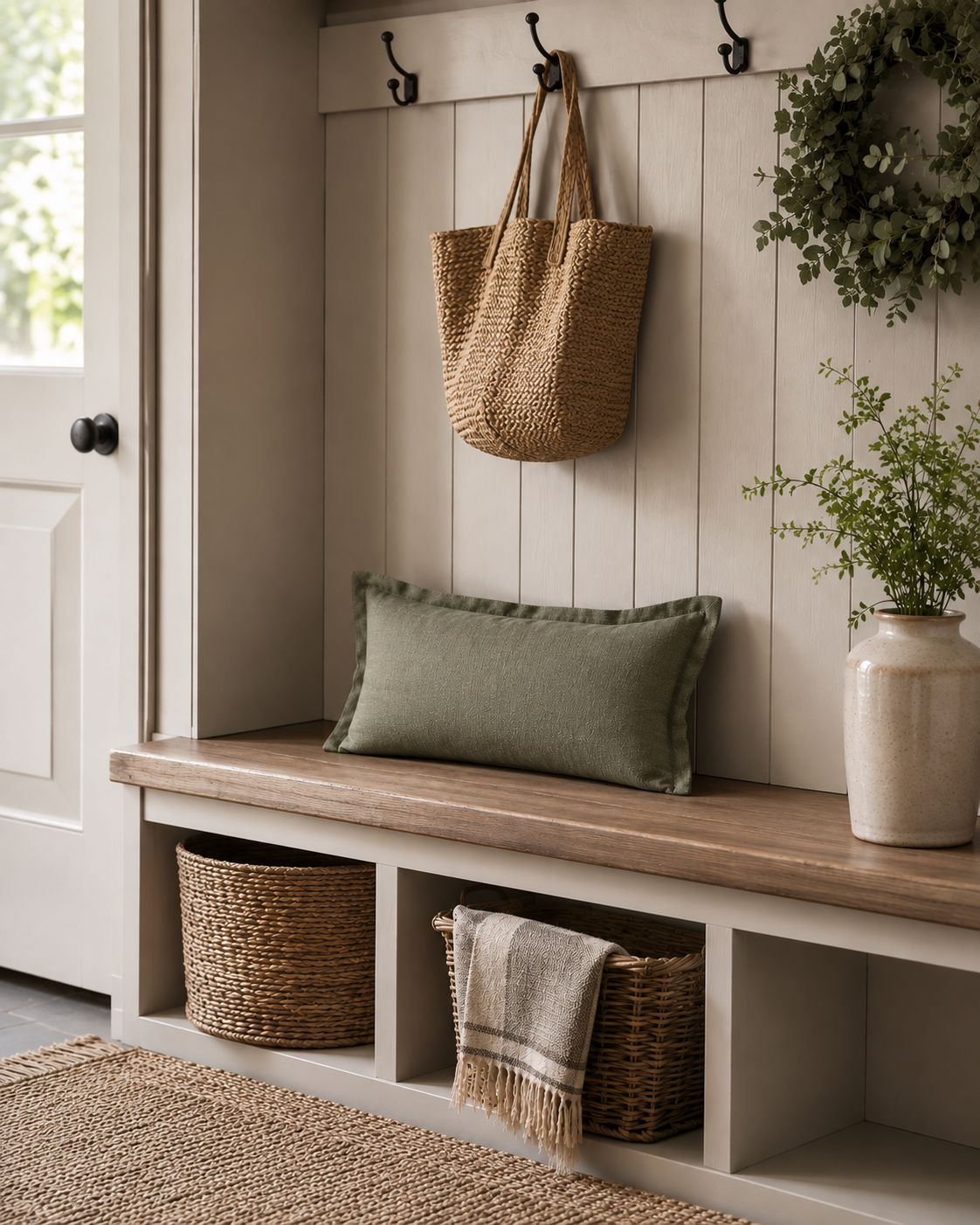 Pure French Linen Lumbar Cushion Cover with Flange Detail - Khaki