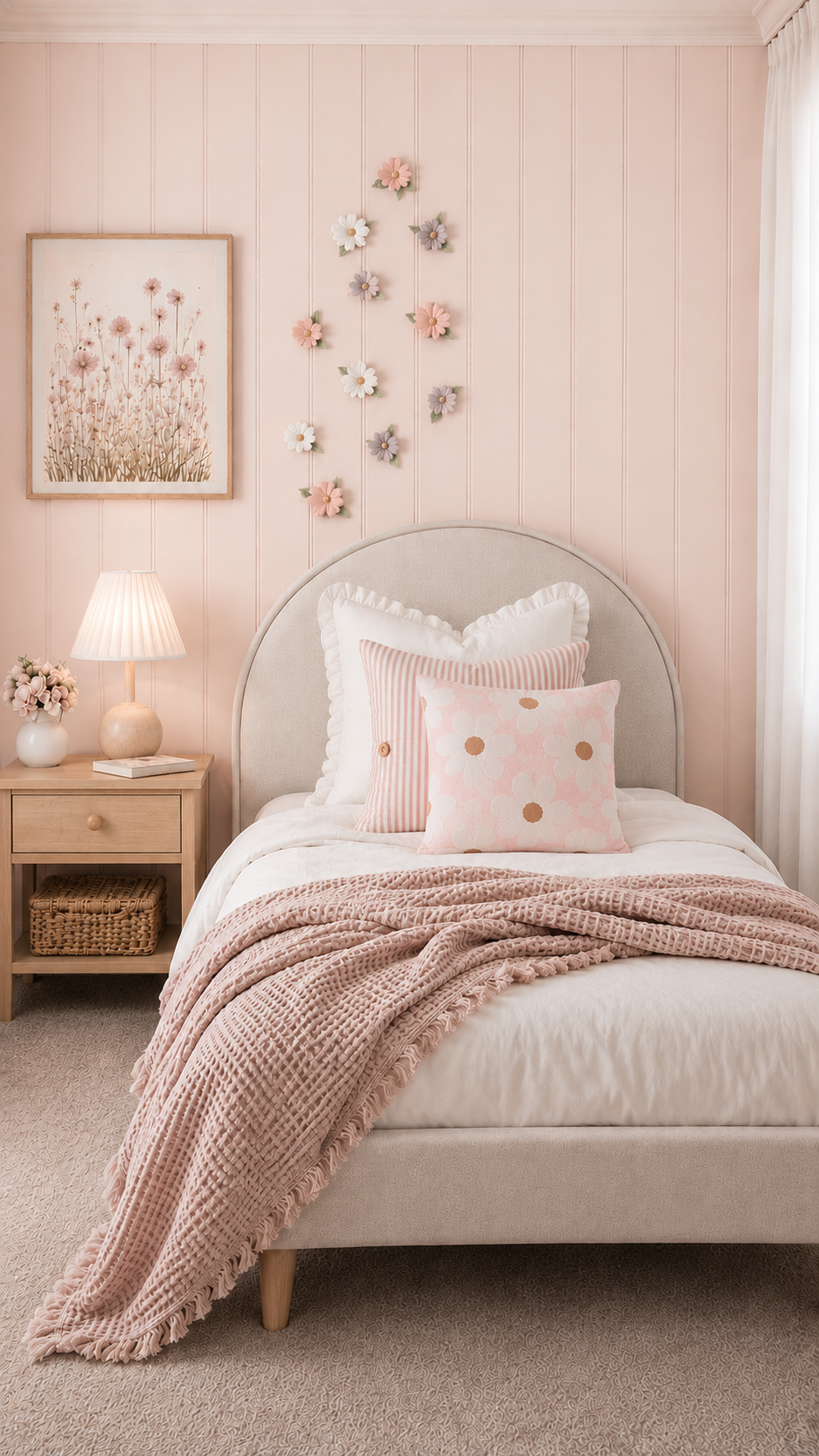 100% Organic Cotton Jacquard Knit Cushion Cover - Floral