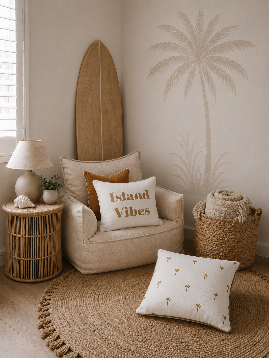 100% Organic Cotton Jacquard Knit Cushion Cover - Island Vibes