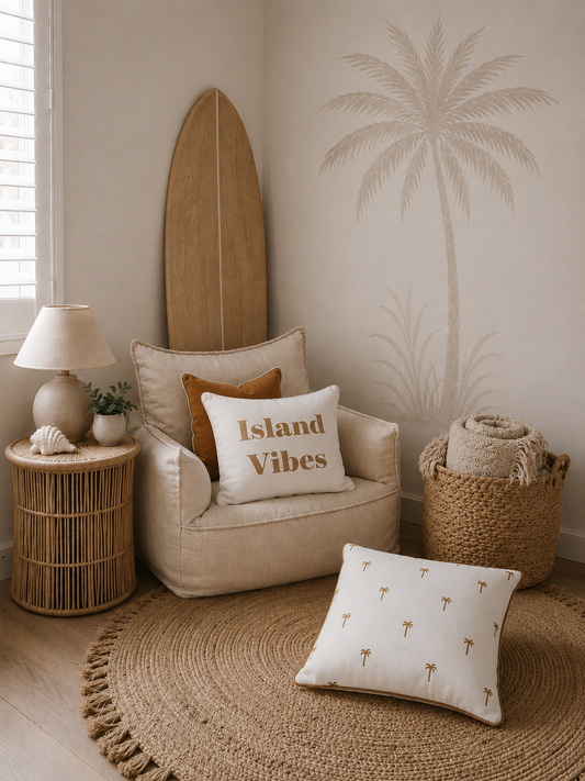 100% Organic Cotton Jacquard Knit Cushion Cover - Island Vibes