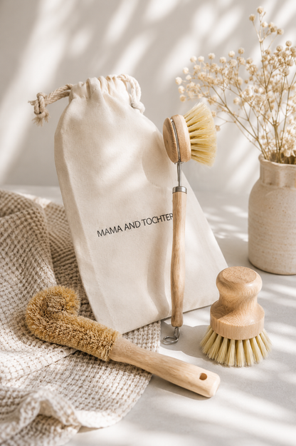 Set of 3 Wooden Kitchen Brushes