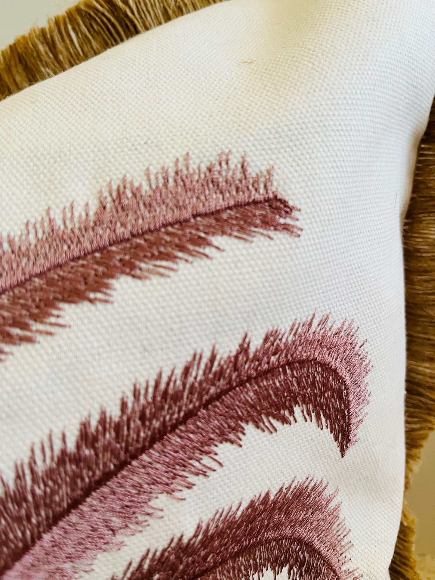 Palm Haven Embroidered Cushion Cover – Limited Edition - Brown