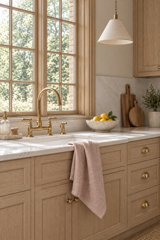 Pure French Linen Tea Towel - Light Clay