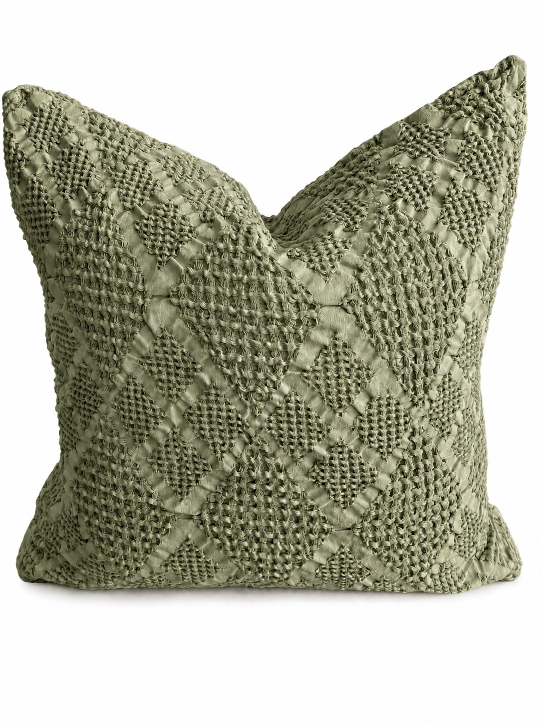Organic Cotton Waffle Textured Cushion Cover - Light Olive - 45 x 45cm
