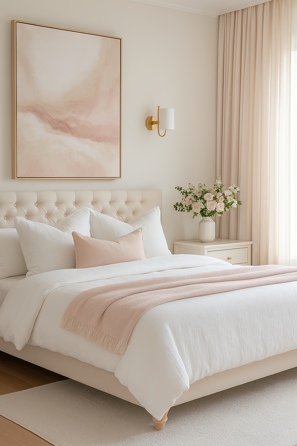 Pure French Linen Lumbar Cushion Cover with Flange Detail - Light Blush