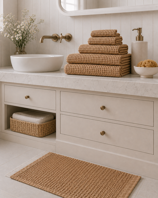 Organic Cotton Waffle Bathmat - Light Rust