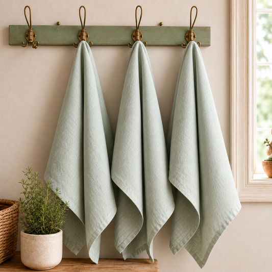 Pure French Linen Tea Towel - Light Sage