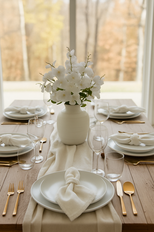 Pure Linen Table Napkin Set – Hand-Frayed Edging (Set of 4) - White