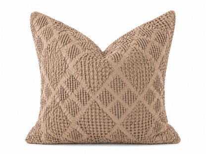 Organic Cotton Waffle Textured Cushion Cover - Milk Chocolate - 45 x 45cm