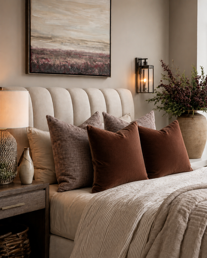 Luxurious Organic Cotton Velvet Cushion Cover - Moka