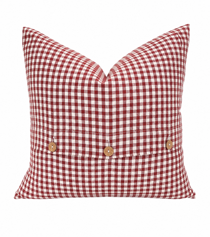 Pure French Linen Cushion Cover - Mulberry Gingham